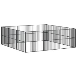 vidaXL Corralito para perros con 12 paneles acero galvanizado negro