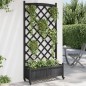 vidaXL Jardinera con enrejado y ruedas madera maciza de abeto negro vidaXL Jardinera con enrejado y ruedas madera maciza de abeto negro