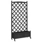 vidaXL Jardinera con enrejado y ruedas madera maciza de abeto negro vidaXL Jardinera con enrejado y ruedas madera maciza de abeto negro
