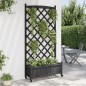 vidaXL Jardinera con enrejado y ruedas madera maciza de abeto negro vidaXL Jardinera con enrejado y ruedas madera maciza de abeto negro