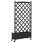 vidaXL Jardinera con enrejado y ruedas madera maciza de abeto negro vidaXL Jardinera con enrejado y ruedas madera maciza de abeto negro