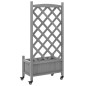 vidaXL Jardinera con enrejado y ruedas madera maciza de abeto gris