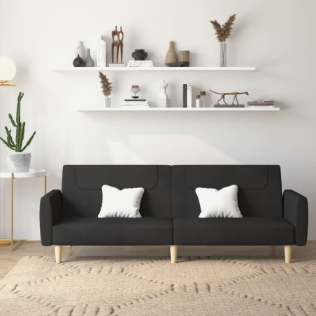 vidaXL Sofá cama de 2 plazas tela negro