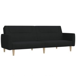 vidaXL Sofá cama de 2 plazas tela negro