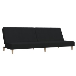 vidaXL Sofá cama de 2 plazas tela negro