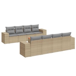 vidaXL Set de sofás de jardín 9 pzas con cojines ratán sintético beige