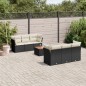vidaXL Set de comedor de jardín 7 pzas y cojines ratán sintético negro