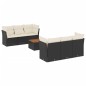 vidaXL Set de comedor de jardín 7 pzas y cojines ratán sintético negro