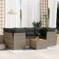 vidaXL Set de sofás de jardín 7 piezas con cojines ratán PE gris vidaXL Set de sofás de jardín 7 piezas con cojines ratán PE gris