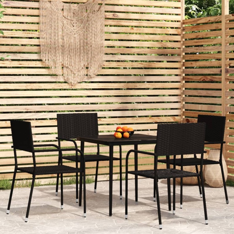 vidaXL Juego de comedor de jardín 5 piezas negro vidaXL Juego de comedor de jardín 5 piezas negro