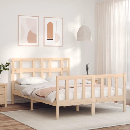vidaXL Estructura de cama con cabecero madera maciza 140x200 cm
