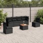 vidaXL Set de comedor de jardín 7 pzas y cojines ratán sintético negro vidaXL Set de comedor de jardín 7 pzas y cojines ratán sintético negro