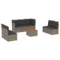 vidaXL Set de sofás de jardín 8 pzas y cojines ratán sintético gris vidaXL Set de sofás de jardín 8 pzas y cojines ratán sintético gris