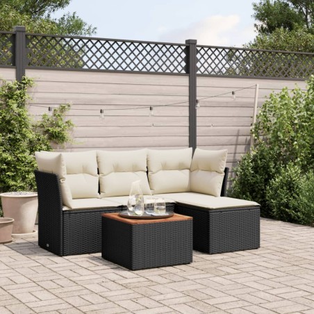 vidaXL Set de muebles de jardín 5 pzas y cojines ratán sintético negro