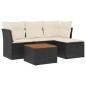 vidaXL Set de muebles de jardín 5 pzas y cojines ratán sintético negro vidaXL Set de muebles de jardín 5 pzas y cojines ratán sintético negro