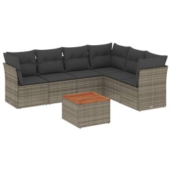 vidaXL Set de sofás de jardín 7 piezas con cojines ratán PE gris