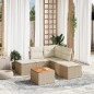 vidaXL Juego de sofás jardín con cojines 6 pzas ratán sintético beige vidaXL Juego de sofás jardín con cojines 6 pzas ratán sintético beige