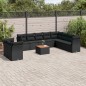 vidaXL Set de sofás de jardín 11 pzas y cojines ratán sintético negro