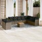 vidaXL Set de sofás de jardín 11 pzas y cojines ratán sintético gris vidaXL Set de sofás de jardín 11 pzas y cojines ratán sintético gris