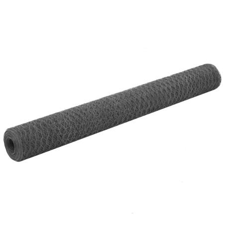 vidaXL Alambrada de gallinero acero revestimiento PVC gris 25x1,2 m