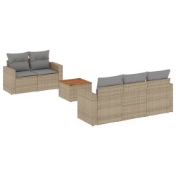 vidaXL Juego de sofás jardín con cojines 6 pzas ratán sintético beige