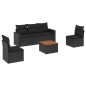 vidaXL Set de sofás de jardín 6 piezas y cojines ratán sintético negro