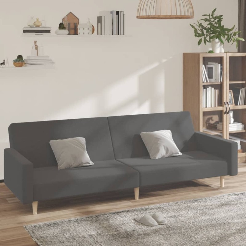 vidaXL Sofá cama de 2 plazas tela gris claro vidaXL Sofá cama de 2 plazas tela gris claro