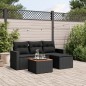 vidaXL Set de muebles de jardín 5 pzas y cojines ratán sintético negro vidaXL Set de muebles de jardín 5 pzas y cojines ratán sintético negro