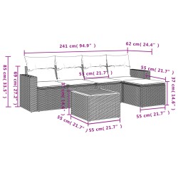 vidaXL Set de sofás de jardín 6 piezas y cojines ratán sintético negro