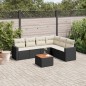 vidaXL Set de comedor de jardín 7 pzas y cojines ratán sintético negro