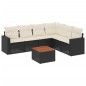 vidaXL Set de comedor de jardín 7 pzas y cojines ratán sintético negro