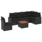 vidaXL Set de comedor de jardín 7 pzas y cojines ratán sintético negro vidaXL Set de comedor de jardín 7 pzas y cojines ratán sintético negro