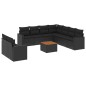 vidaXL Set de sofás de jardín 10 pzas cojines ratán sintético negro vidaXL Set de sofás de jardín 10 pzas cojines ratán sintético negro