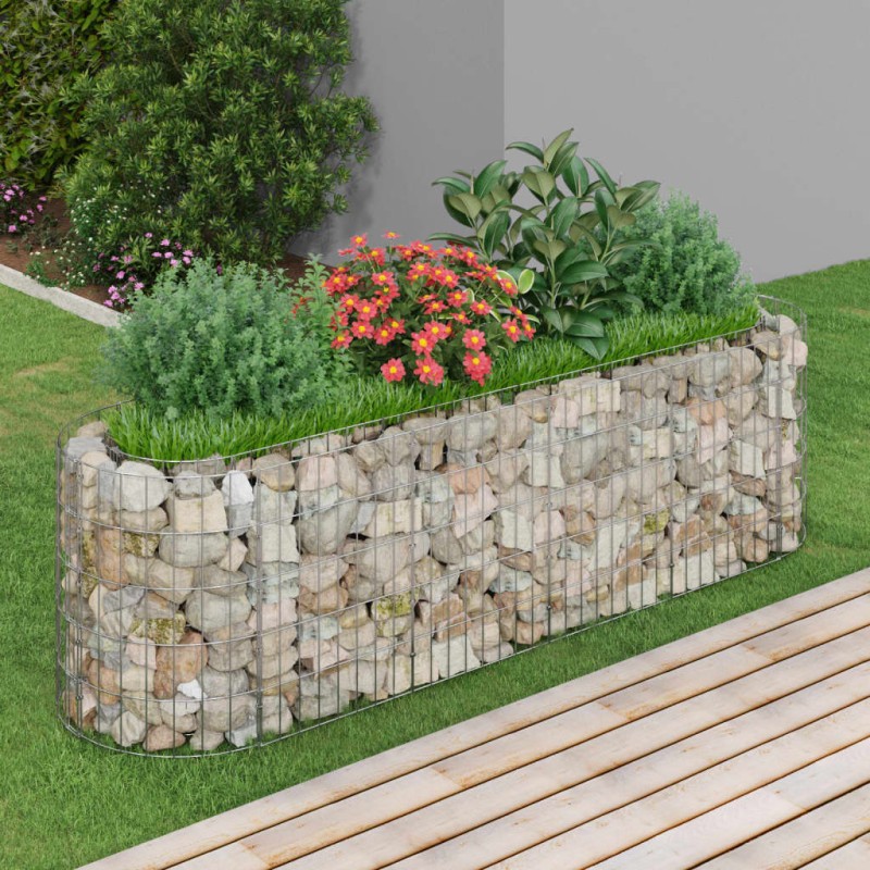 vidaXL Arriate de gaviones de hierro galvanizado 190x50x50 cm vidaXL Arriate de gaviones de hierro galvanizado 190x50x50 cm