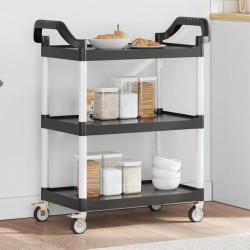 vidaXL Carrito de 3 niveles aluminio negro 81x41x92 cm
