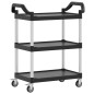 vidaXL Carrito de 3 niveles aluminio negro 81x41x92 cm vidaXL Carrito de 3 niveles aluminio negro 81x41x92 cm