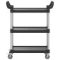 vidaXL Carrito de 3 niveles aluminio negro 81x41x92 cm vidaXL Carrito de 3 niveles aluminio negro 81x41x92 cm