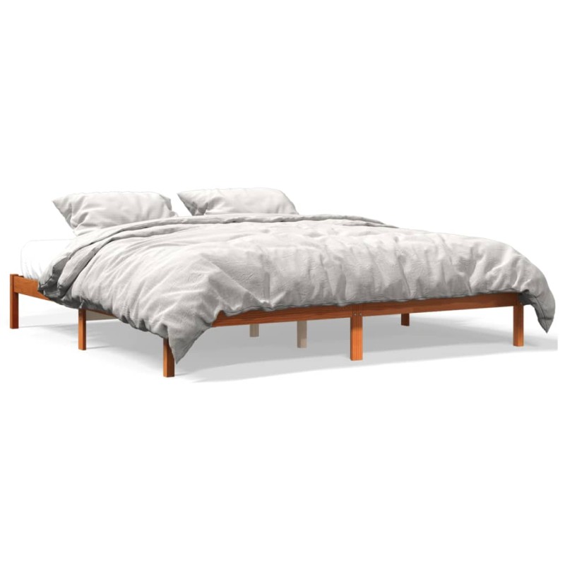 vidaXL Estructura de cama madera maciza pino marrón cera 120x200 cm vidaXL Estructura de cama madera maciza pino marrón cera 120x200 cm