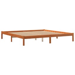 vidaXL Estructura de cama madera maciza pino marrón cera 120x200 cm
