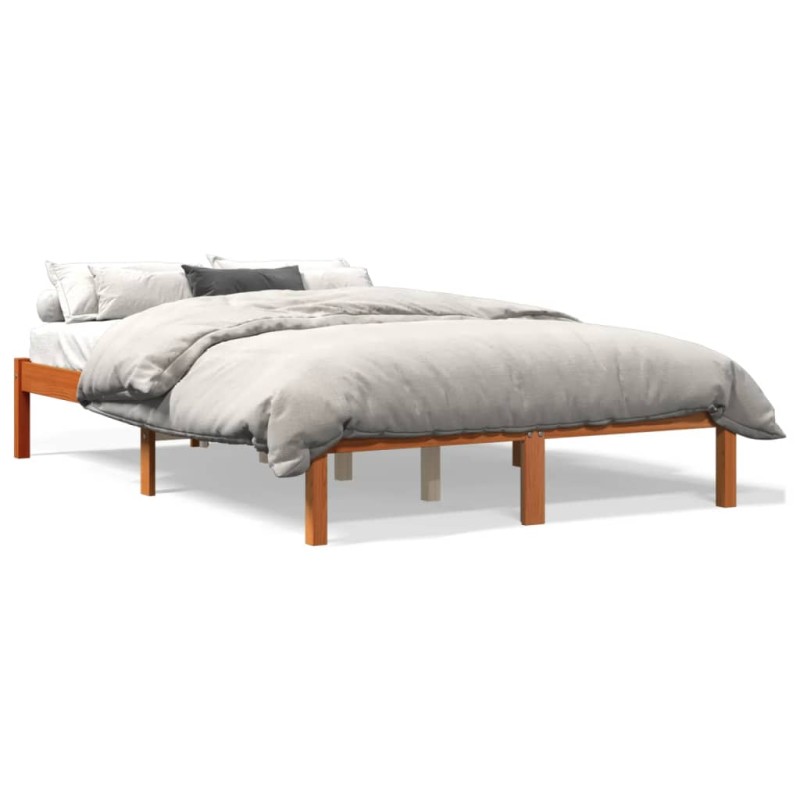 vidaXL Estructura de cama madera maciza pino marrón cera 140x200 cm vidaXL Estructura de cama madera maciza pino marrón cera 140x200 cm