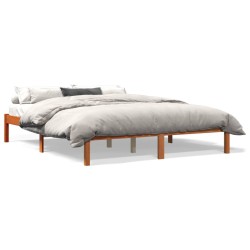 vidaXL Estructura de cama madera maciza pino marrón cera 150x200 cm