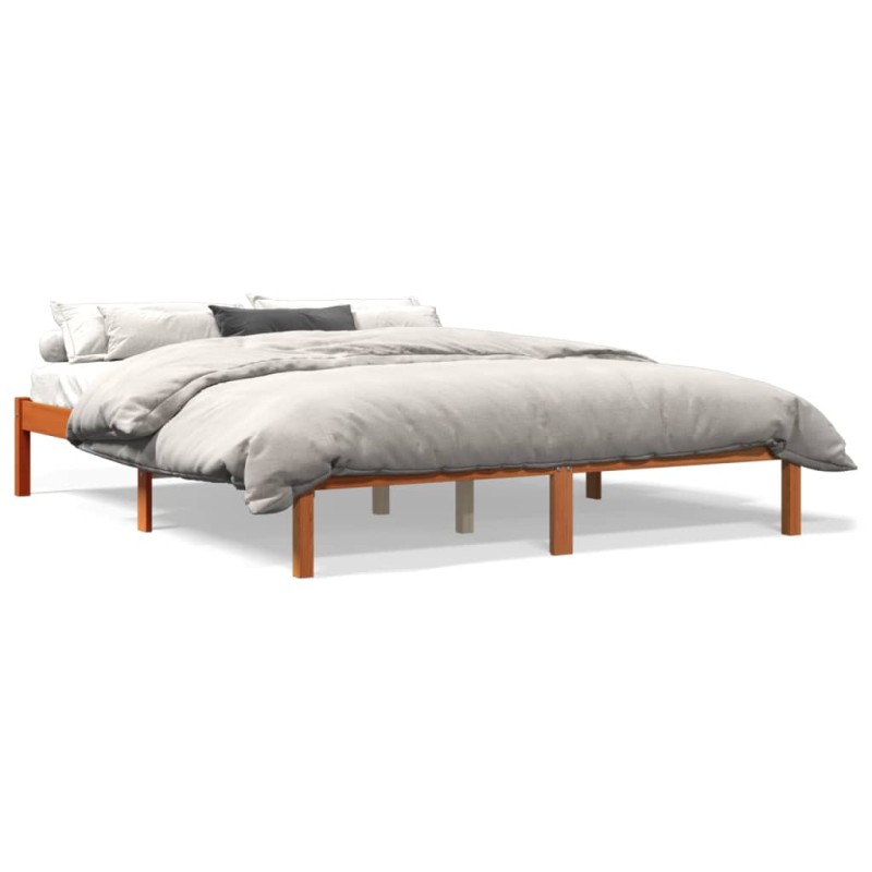vidaXL Estructura de cama madera maciza pino marrón cera 150x200 cm vidaXL Estructura de cama madera maciza pino marrón cera 150x200 cm
