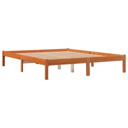 vidaXL Estructura de cama madera maciza pino marrón cera 150x200 cm