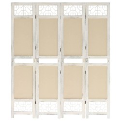 vidaXL Biombo divisor de 4 paneles de tela color crema 140x165 cm