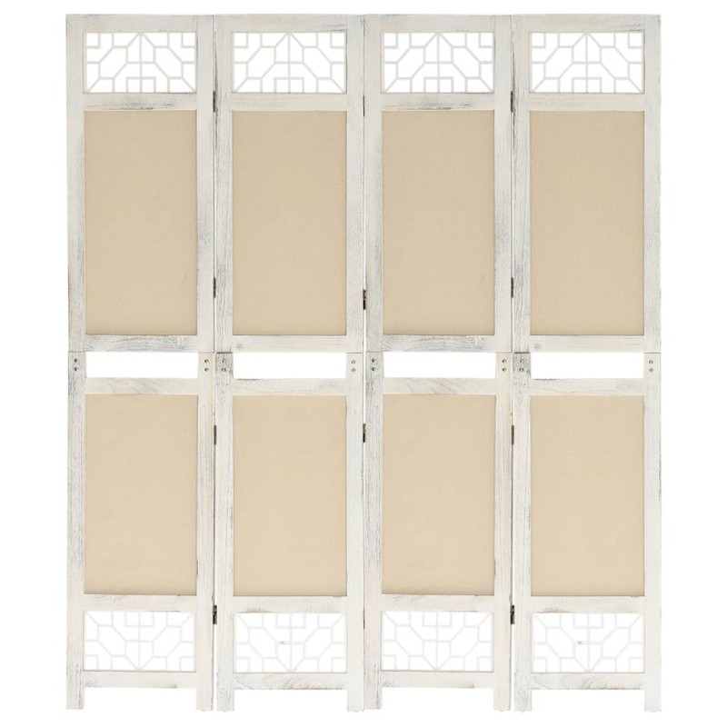 vidaXL Biombo divisor de 4 paneles de tela color crema 140x165 cm vidaXL Biombo divisor de 4 paneles de tela color crema 140x165 cm