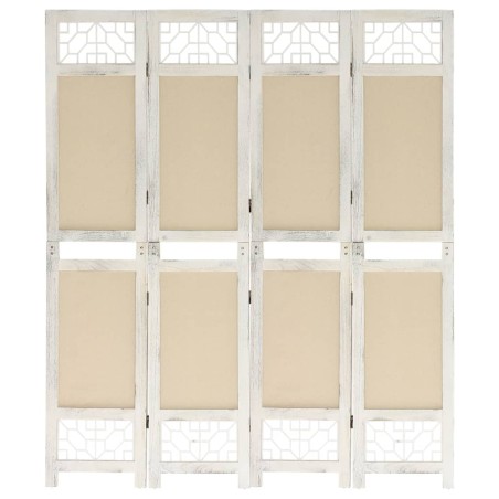 vidaXL Biombo divisor de 4 paneles de tela color crema 140x165 cm