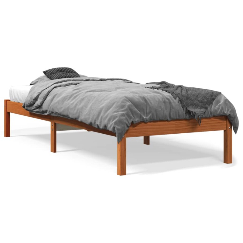 vidaXL Estructura de cama madera maciza de pino marrón cera 90x190 cm vidaXL Estructura de cama madera maciza de pino marrón cera 90x190 cm