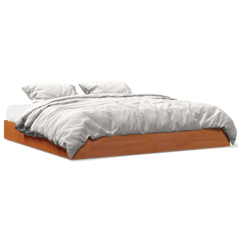vidaXL Estructura de cama madera maciza pino marrón cera 180x200 cm vidaXL Estructura de cama madera maciza pino marrón cera 180x200 cm