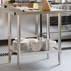 vidaXL Mesa trabajo cocina y salpicadero acero inoxidable 82,5x55x93cm