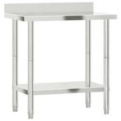 vidaXL Mesa trabajo cocina y salpicadero acero inoxidable 82,5x55x93cm